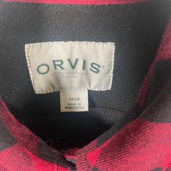 Orvis Pinnacle Flannel Shacket Fleece Lined Womens Small Red Black Snap Up - Picture 3 of 6